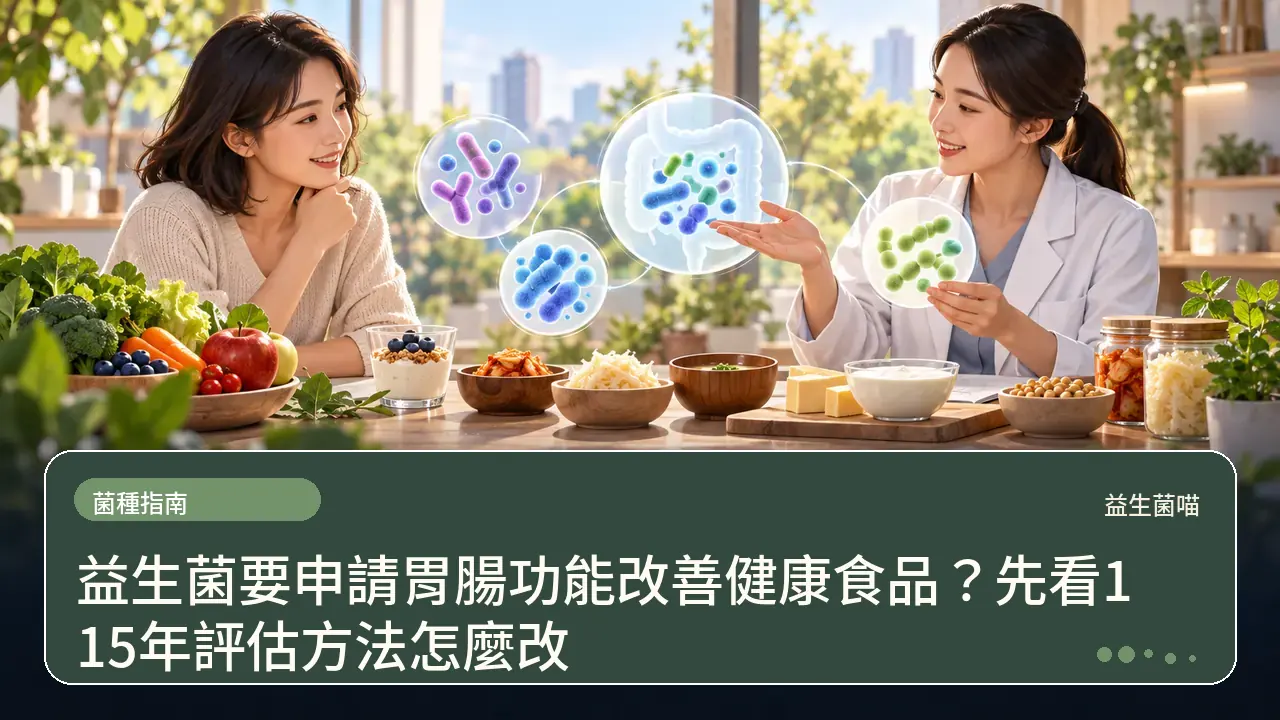 益生菌要申請胃腸功能改善健康食品？先看115年評估方法怎麼改主題插畫