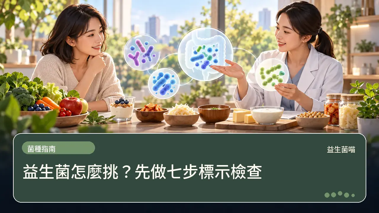 益生菌怎麼挑？先做七步標示檢查主題插畫