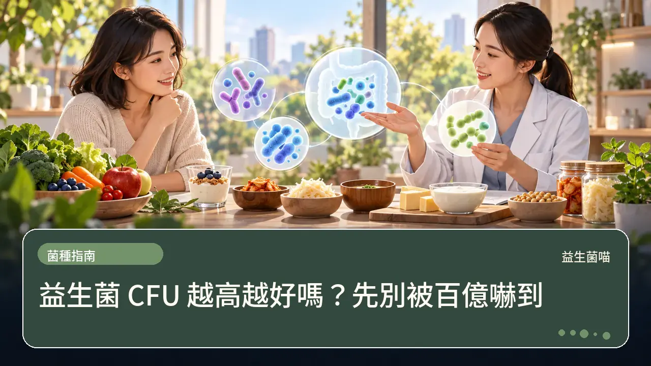 益生菌 CFU 越高越好嗎?先別被百億嚇到主題插畫