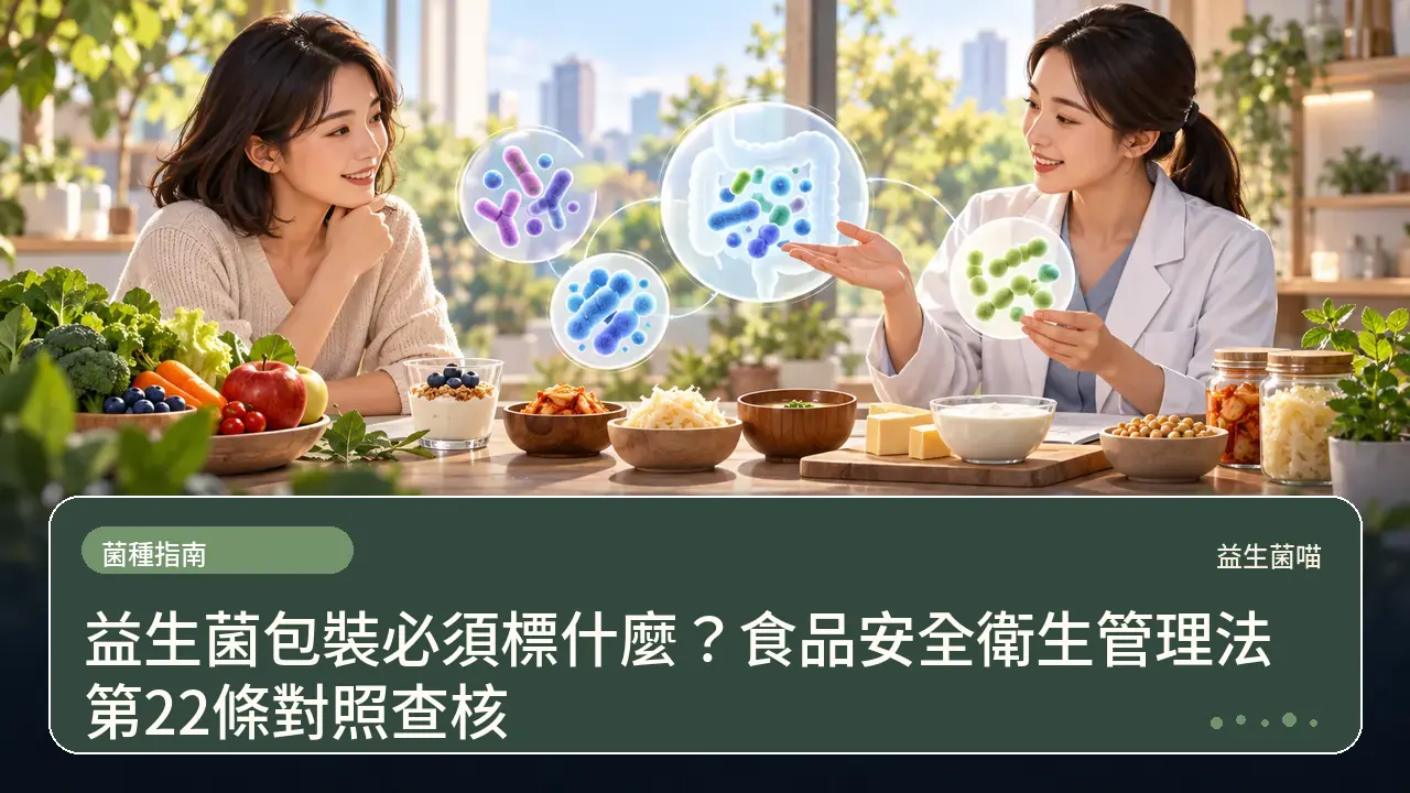 益生菌包裝必須標什麼?食品安全衛生管理法第22條對照查核主題插畫